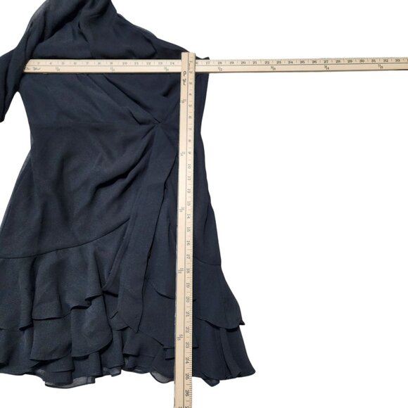 Michael Costello X‎ Revolve Black One-Shoulder Long Sleeve Ruffle Mini Dress M - Picture 6 of 9